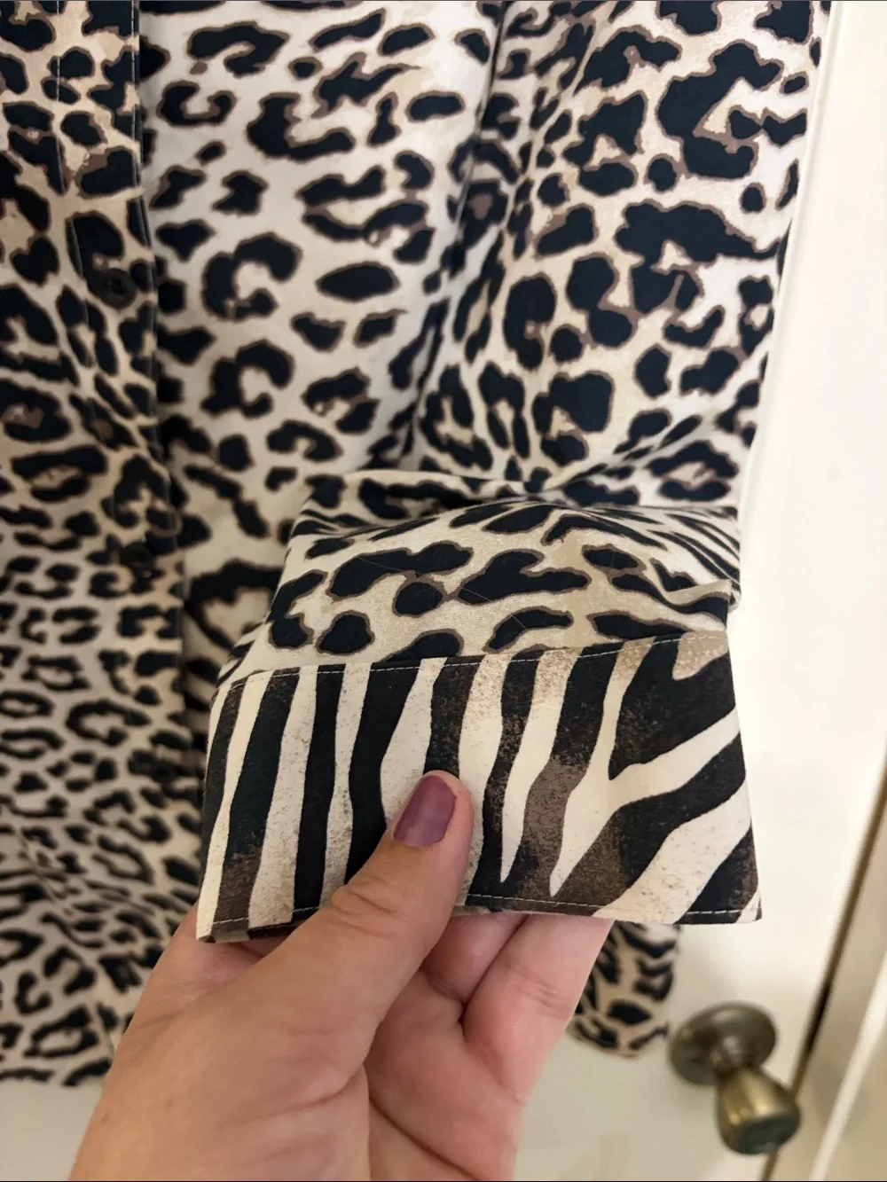 Chico's Leopard Print Button-Down Top - Black & Cream